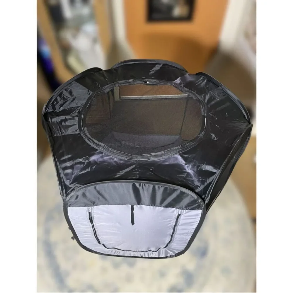 Portable Black and Gray Pop-Up Pet Playpen
